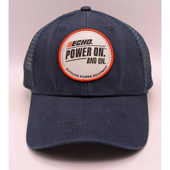 Echo Outdoor Power Equipment Snapback Cap Hat Mesh Back Blue Power On And On - Picture 2 of 6